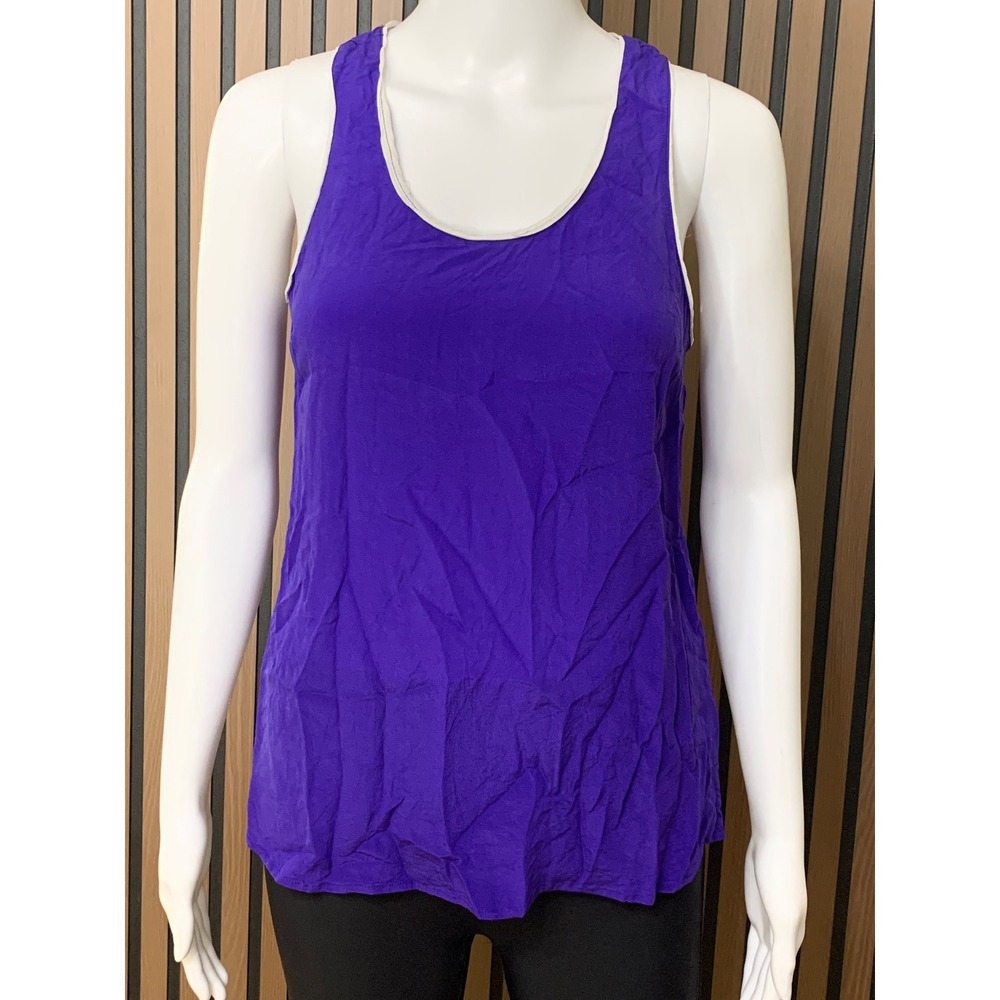 Maeve Anthropologie Purple 100% Silk High Low Colorblock Tank Top Size 4